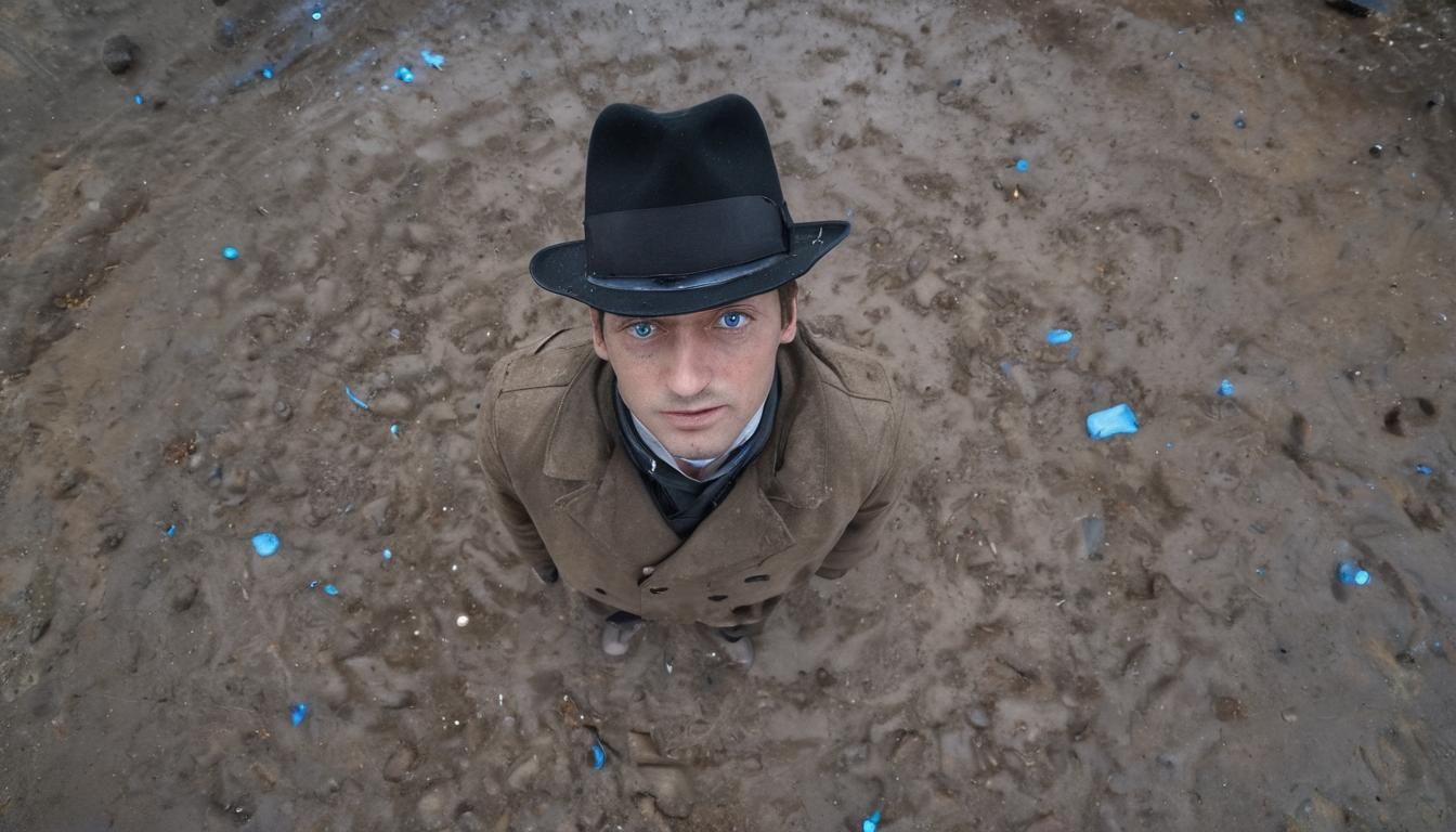 Otherworldly Agent in Ruined City with Glass Eyes