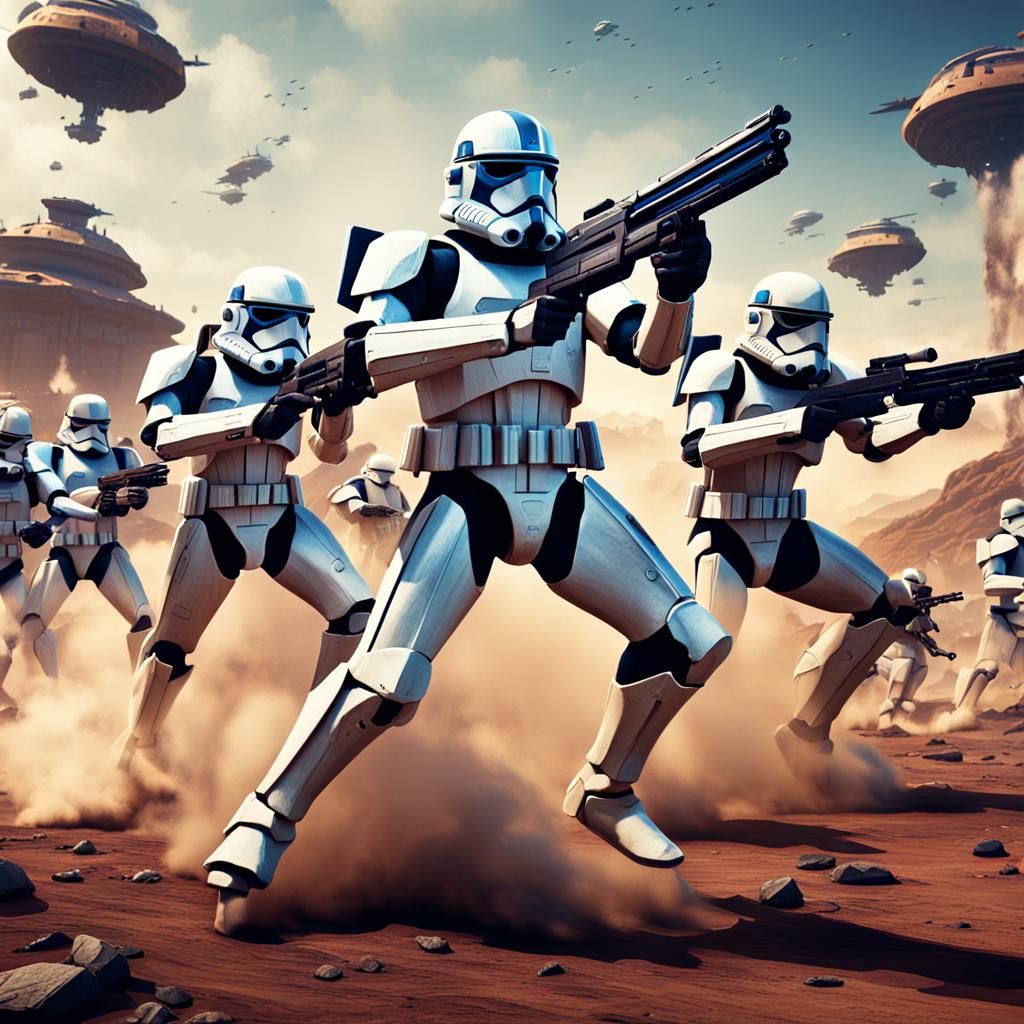 Clone Troopers vs Robots: Detailed Matte Painting