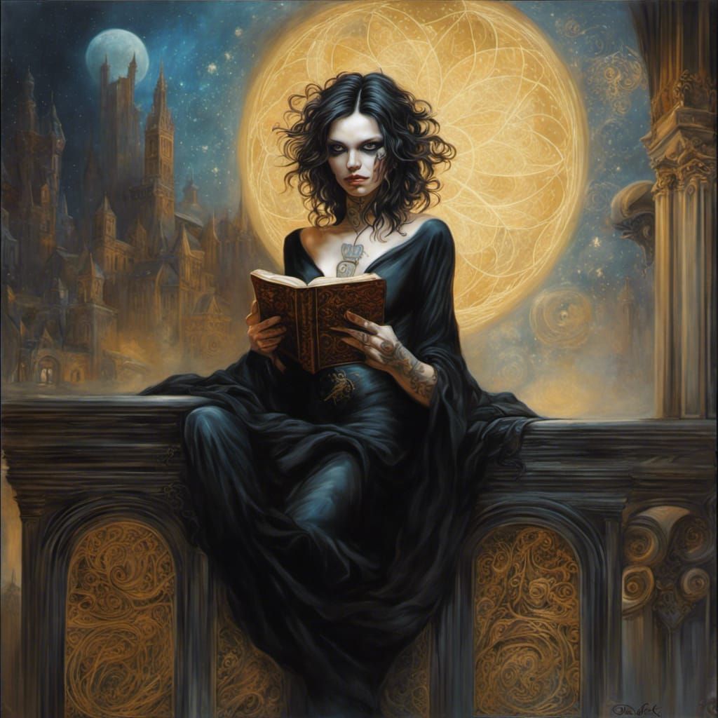 Romantic Gothic Portrait of Young Man Reading