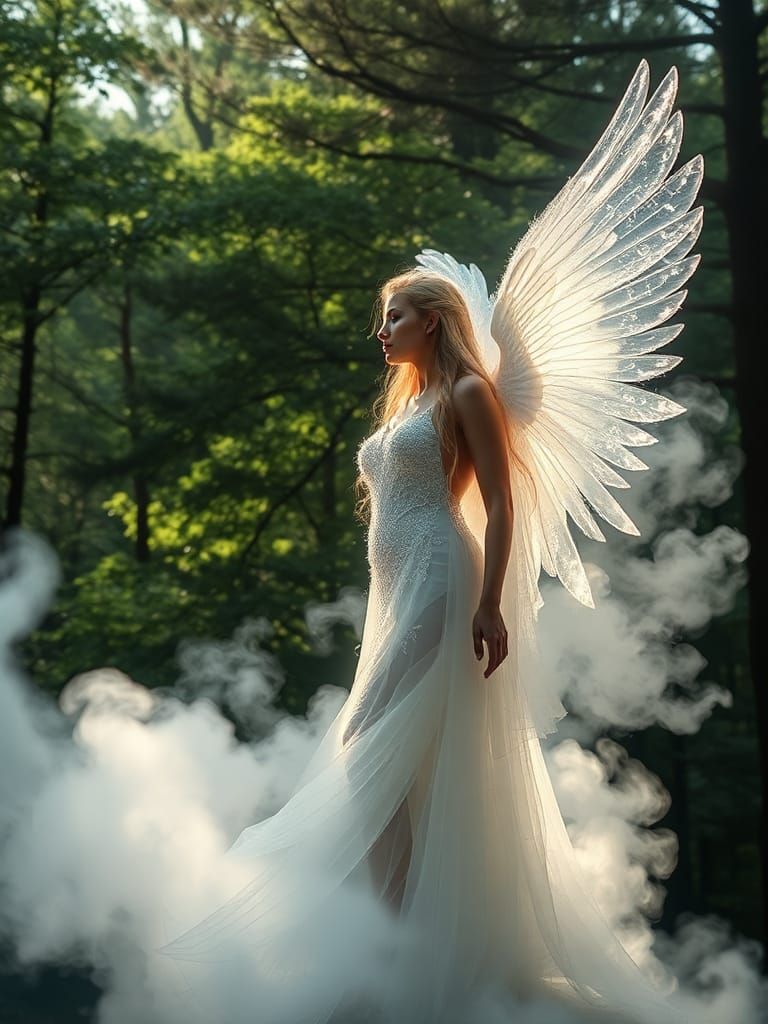 Ethereal Angelic Spirit in Crystalline Vapor