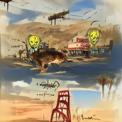 Post-Apocalyptic City Ruins in Fallout Style