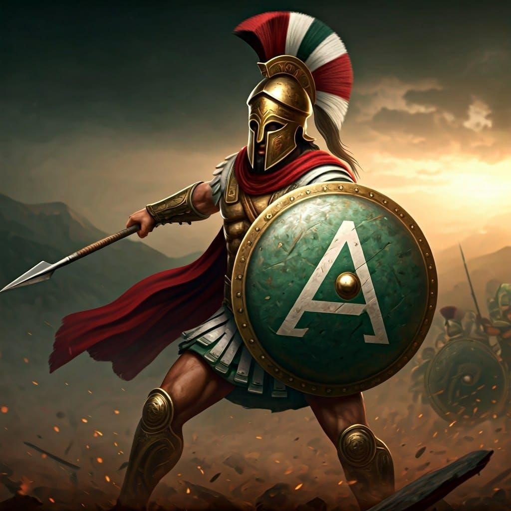 Ancient Greek Hoplite Warrior in Fantasy Combat