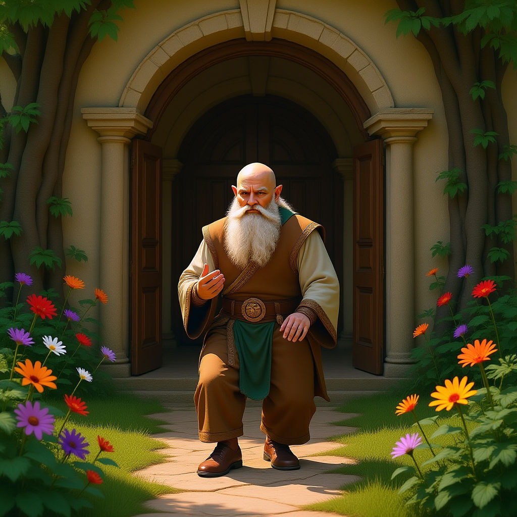 Dwarf Monk Working the Land