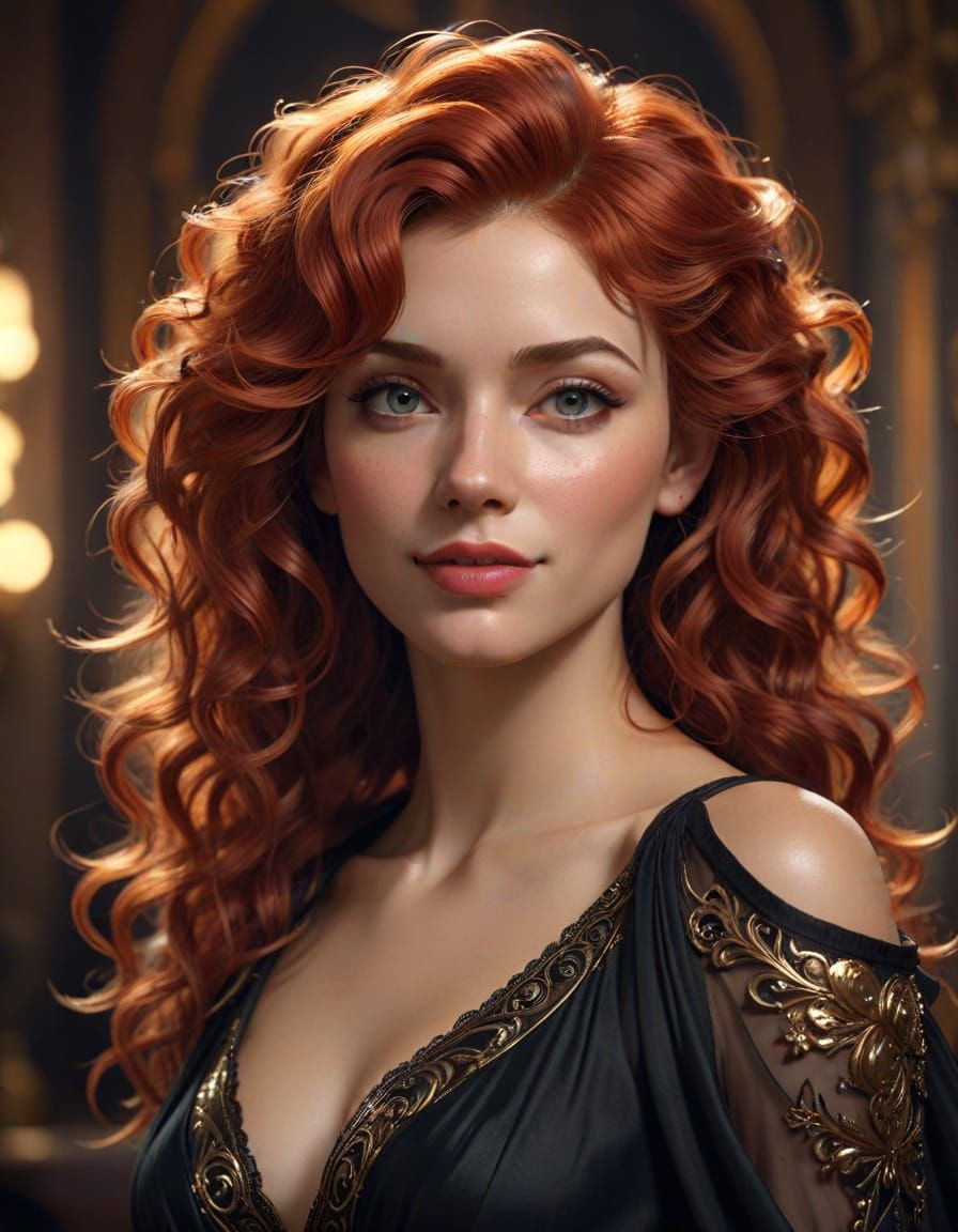 Redhead Woman Portrait in Hyper-Realistic Digital Art