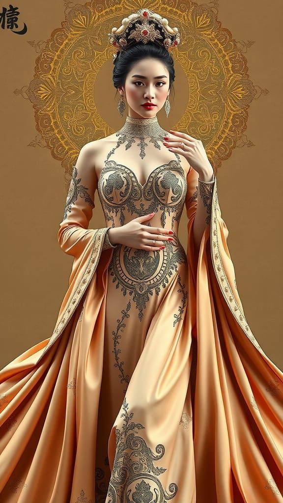 Goddess of Abundance in Kintsugi Style