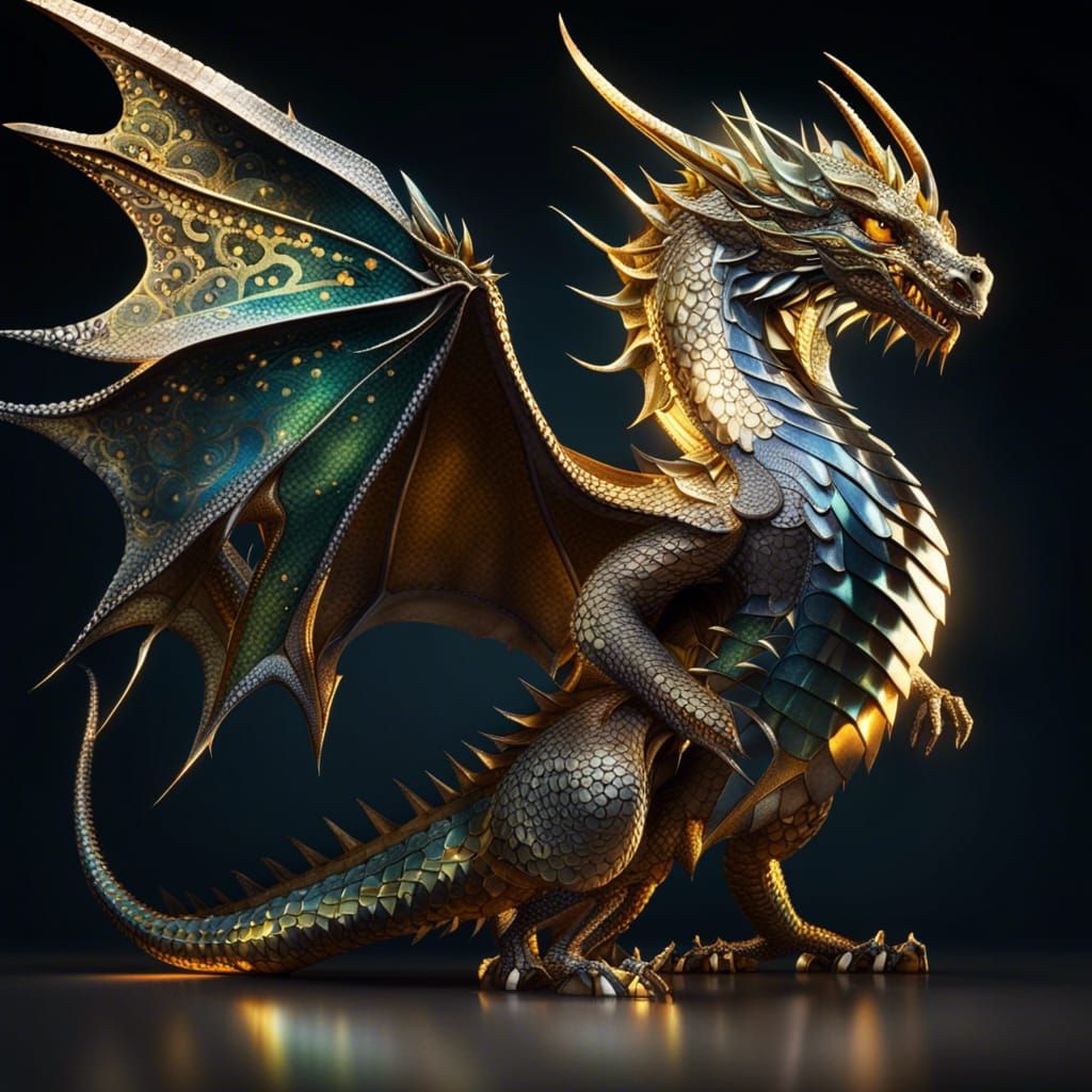 Shimmering Dragon in Golden Hour Light