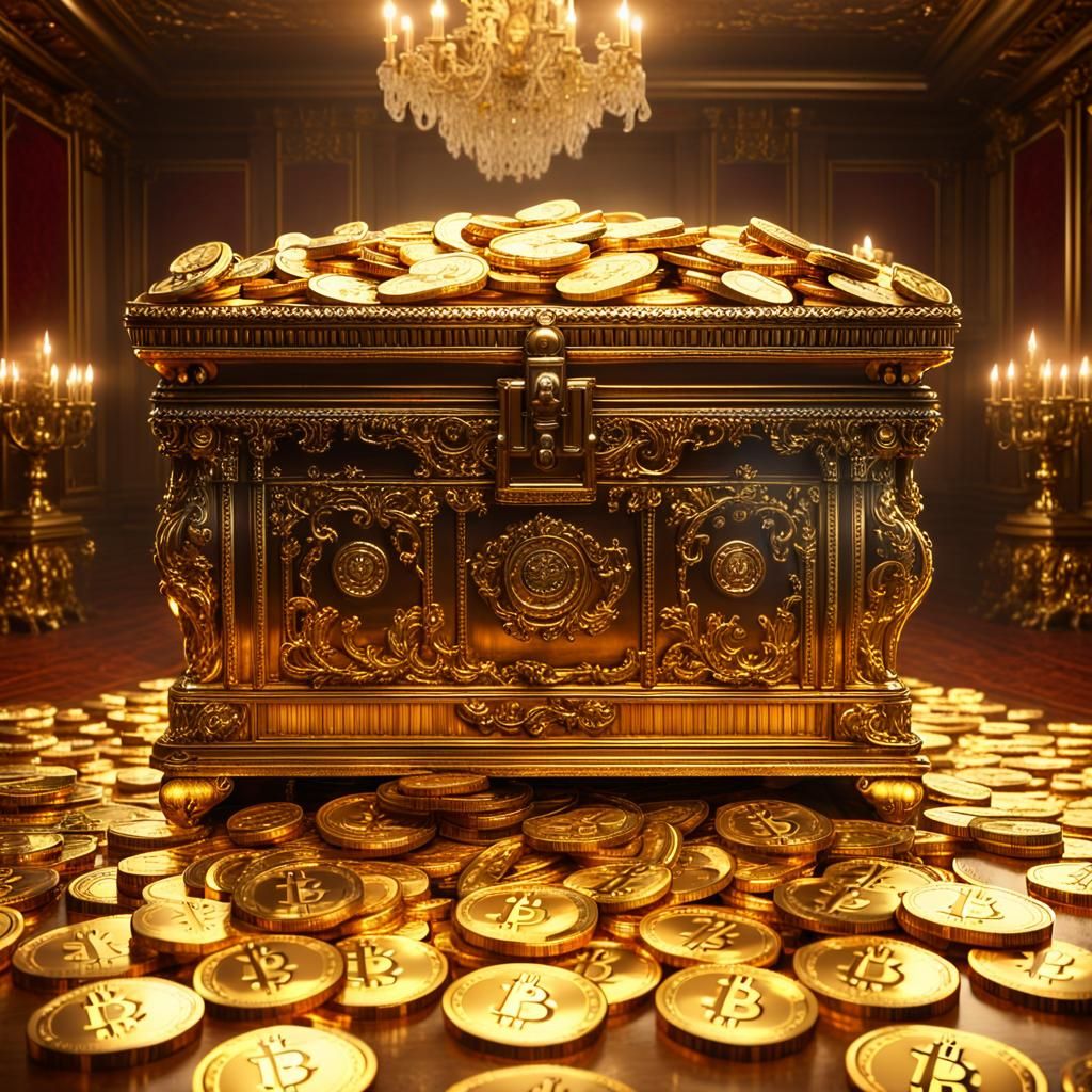 Surrealist Bitcoin Treasure Trove in Baroque Style