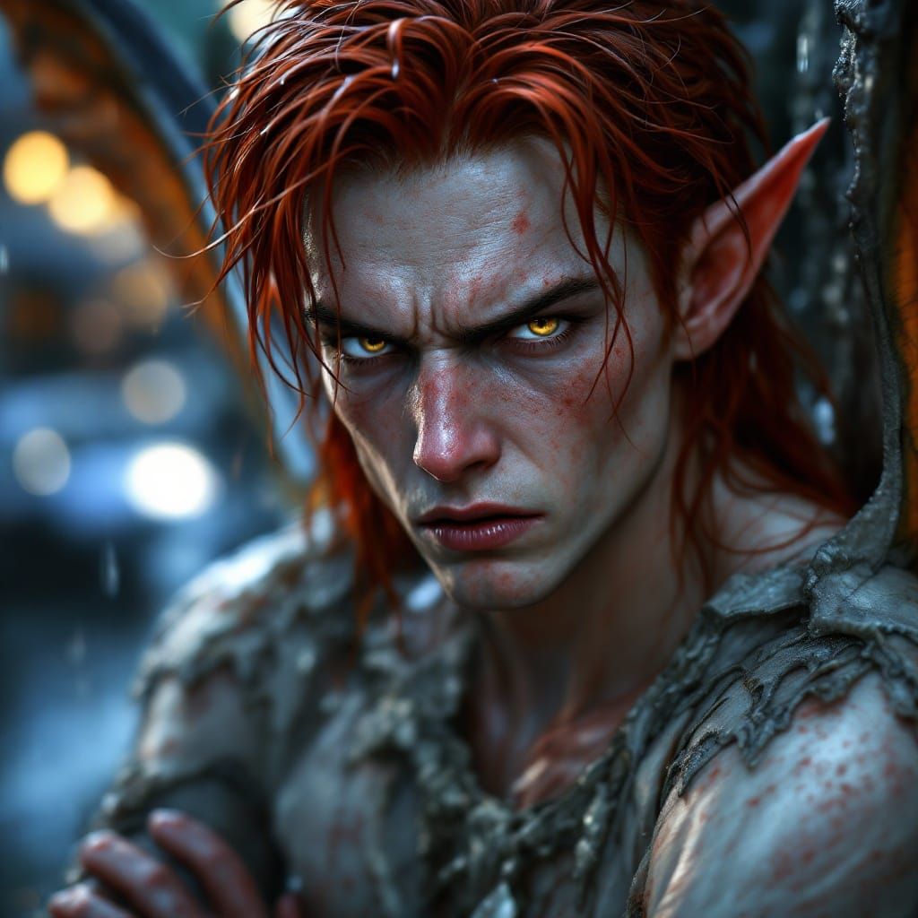 Vibrant Fantasy Pixie Captured in Moody Hyper-Realism