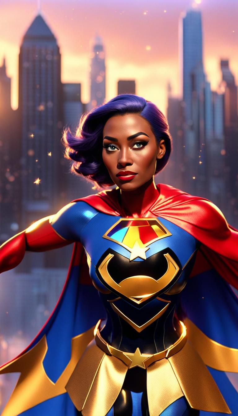 Superhero Woman in Pixar-Style 3D Animation