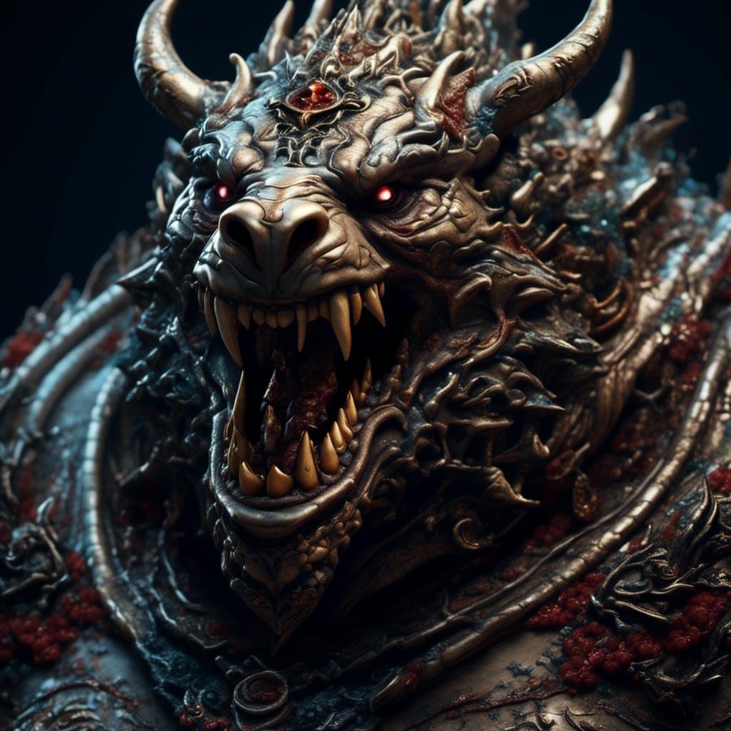 Creepy Porcelain Dragon Zombie Baby Portrait