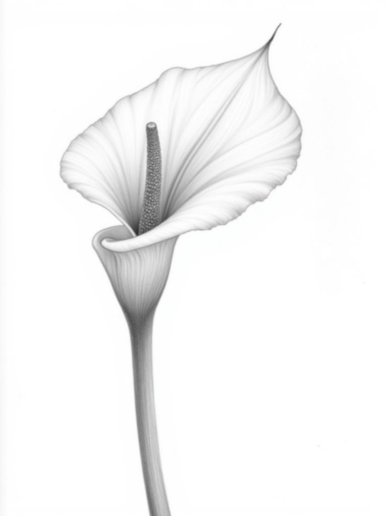 Elegant Calla Lily in Realistic Pencil Drawing Style