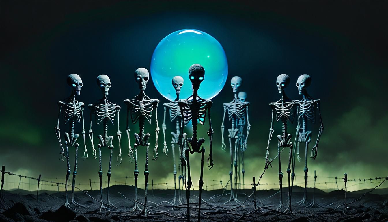 Surreal Alien Council in Dreamlike Twilight