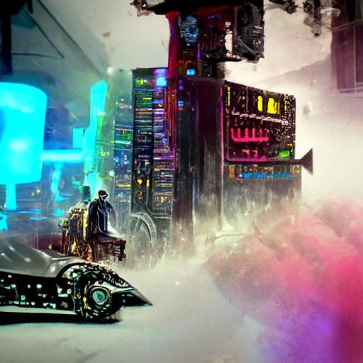 Cyberpunk Steampunk Supercomputer in Neon Astral Glow