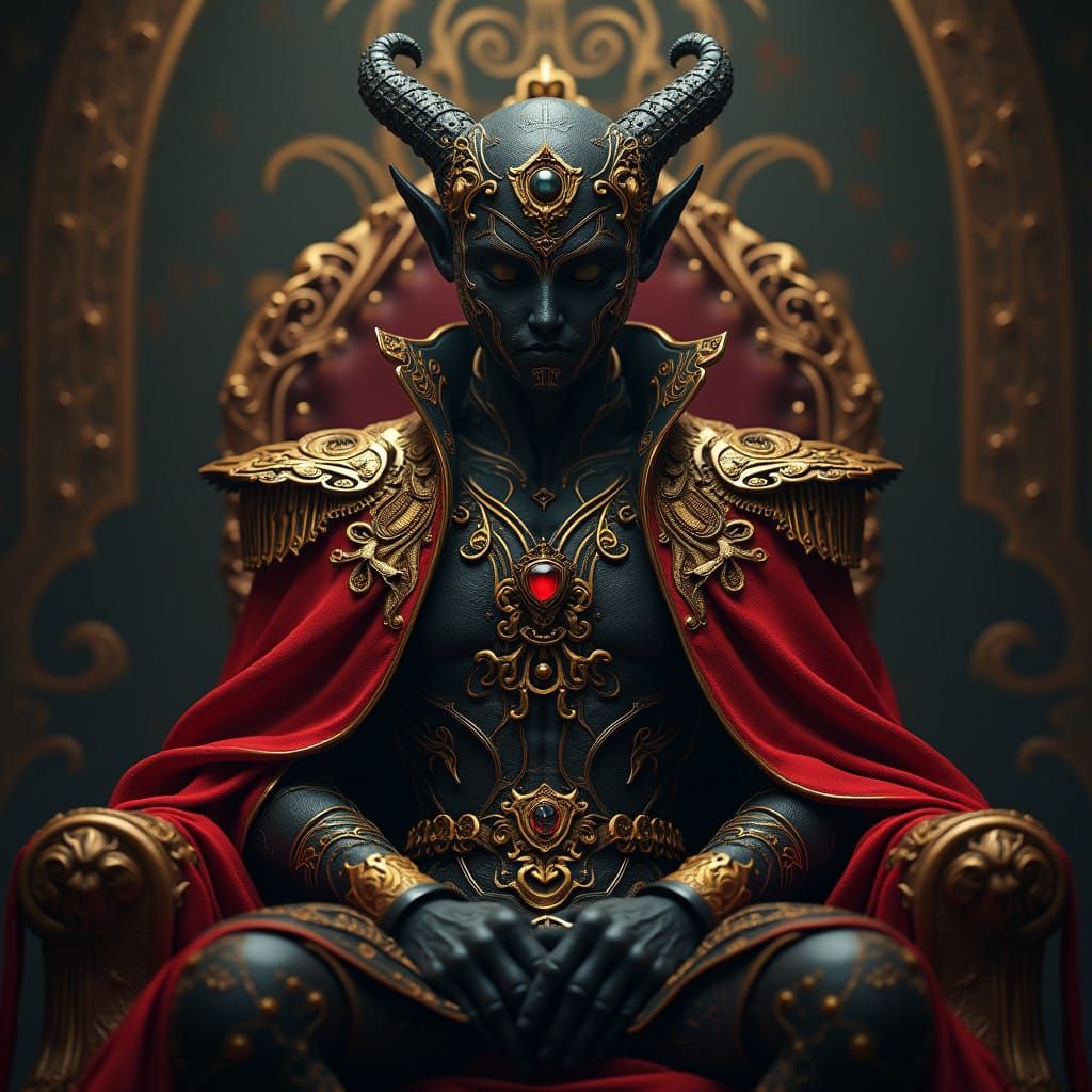 Majestic Regal Figure in Triadic Color Background