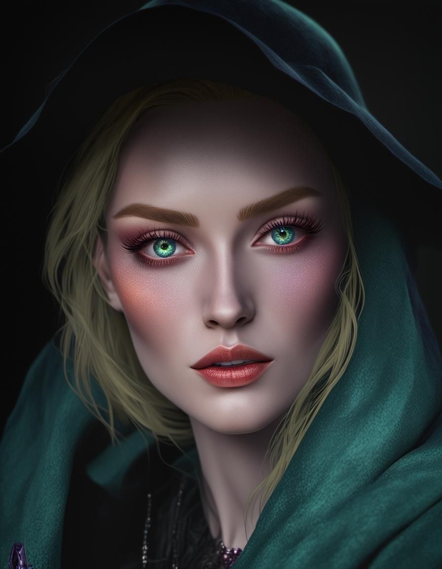 Gothic Woman with Jewels, Hyperdetailed Dark Fantasy Art