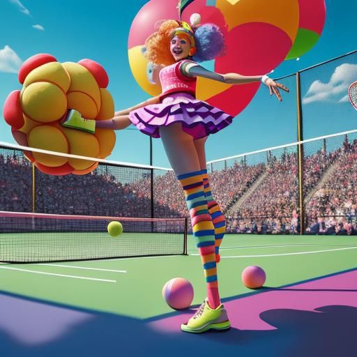 Whimsical Candyland Tennis Match in Digital Illustration