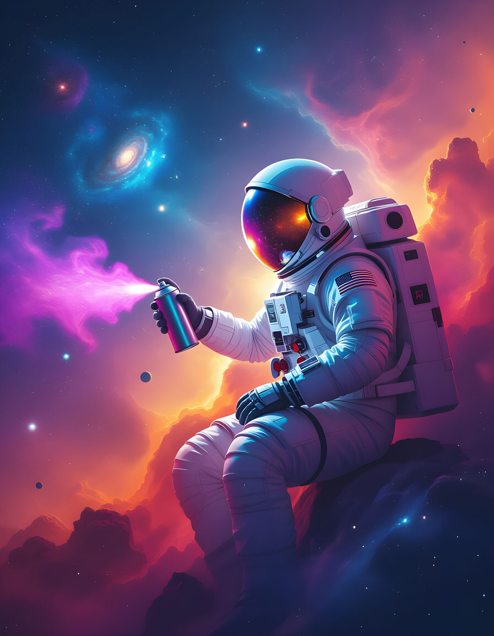 Spray Can Space Art: Vibrant Nebula