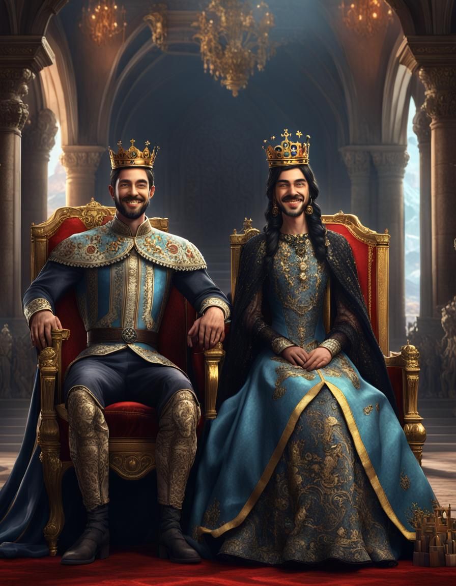 Mediterranean King and Queen on Thrones