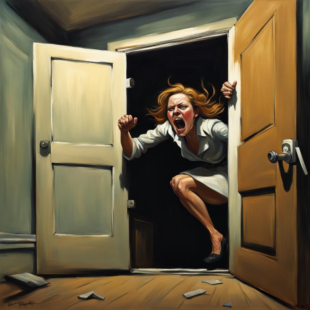 Sinister Portrait of a Screaming Woman