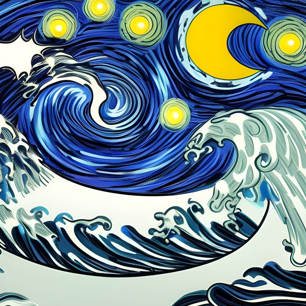 Starry Night Wave in Pop Art Style