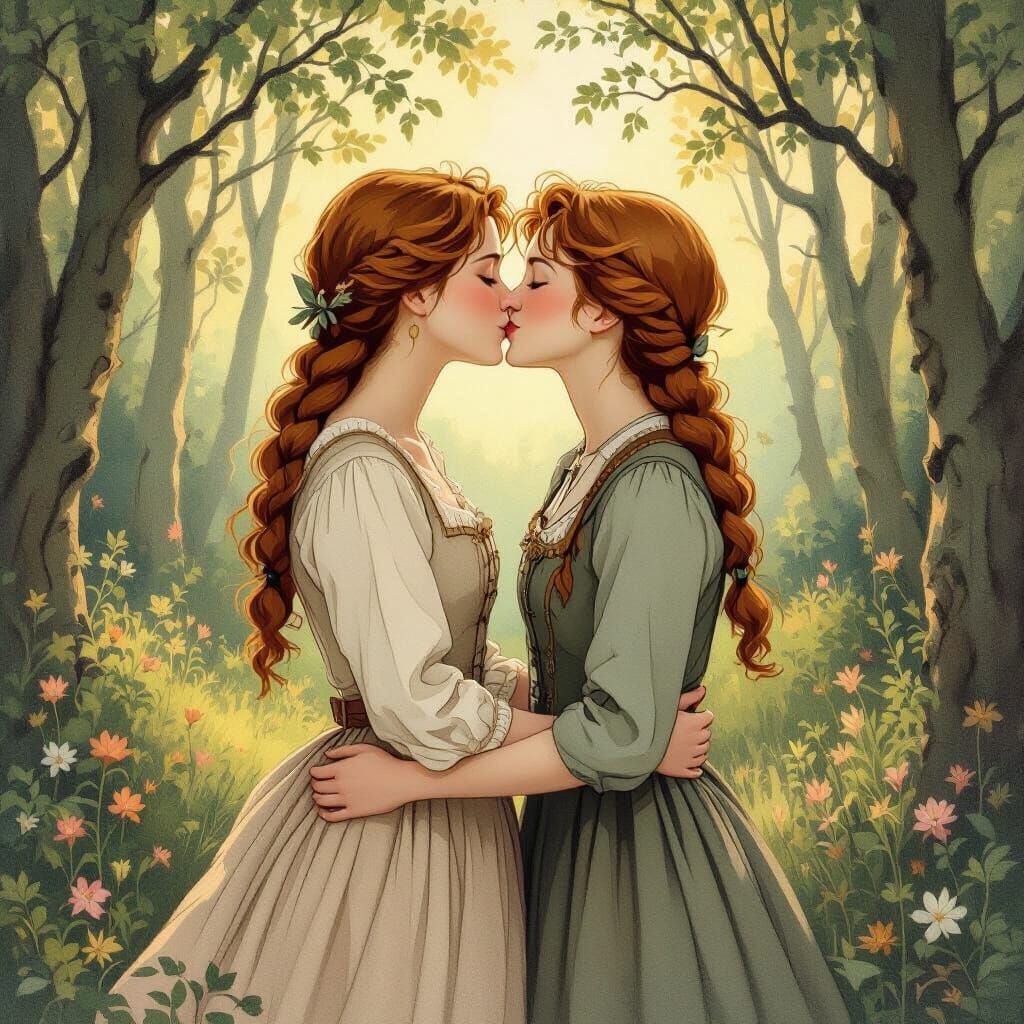 Anne of Green Gables Kiss in Whimsical Forest