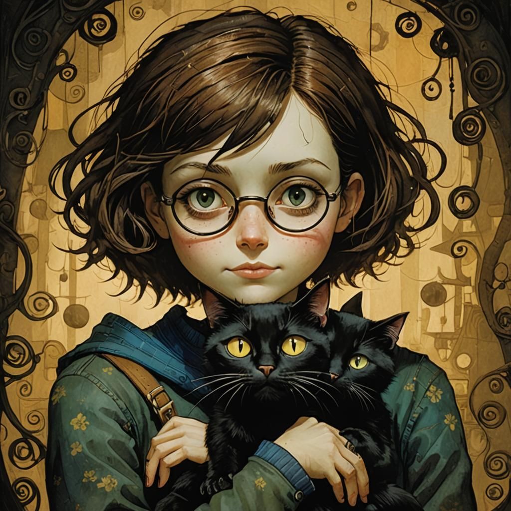 Girl with Cat in McKean/Burton Style