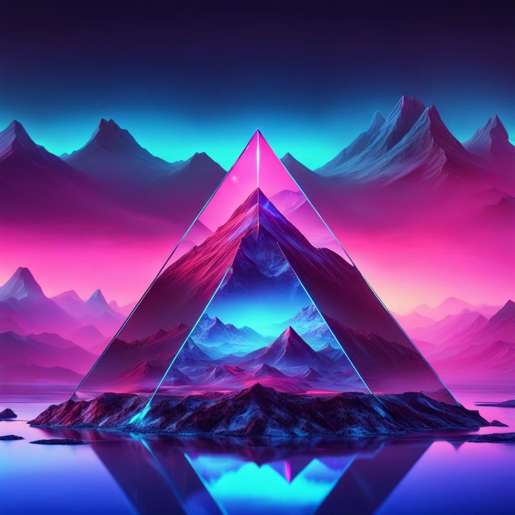 Synthwave Pyramid over a Neon Landscape