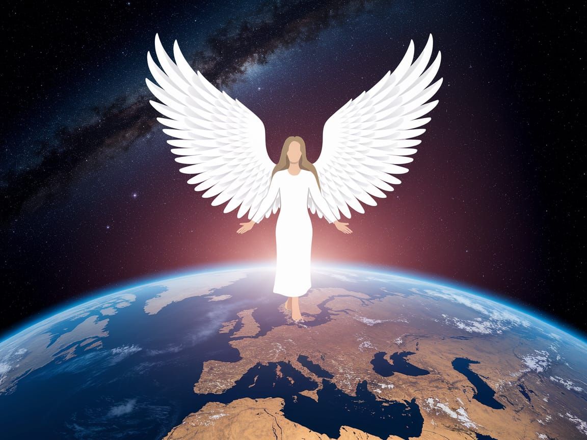 Angel Sends Healing to the Planet in Divine Impasto Style