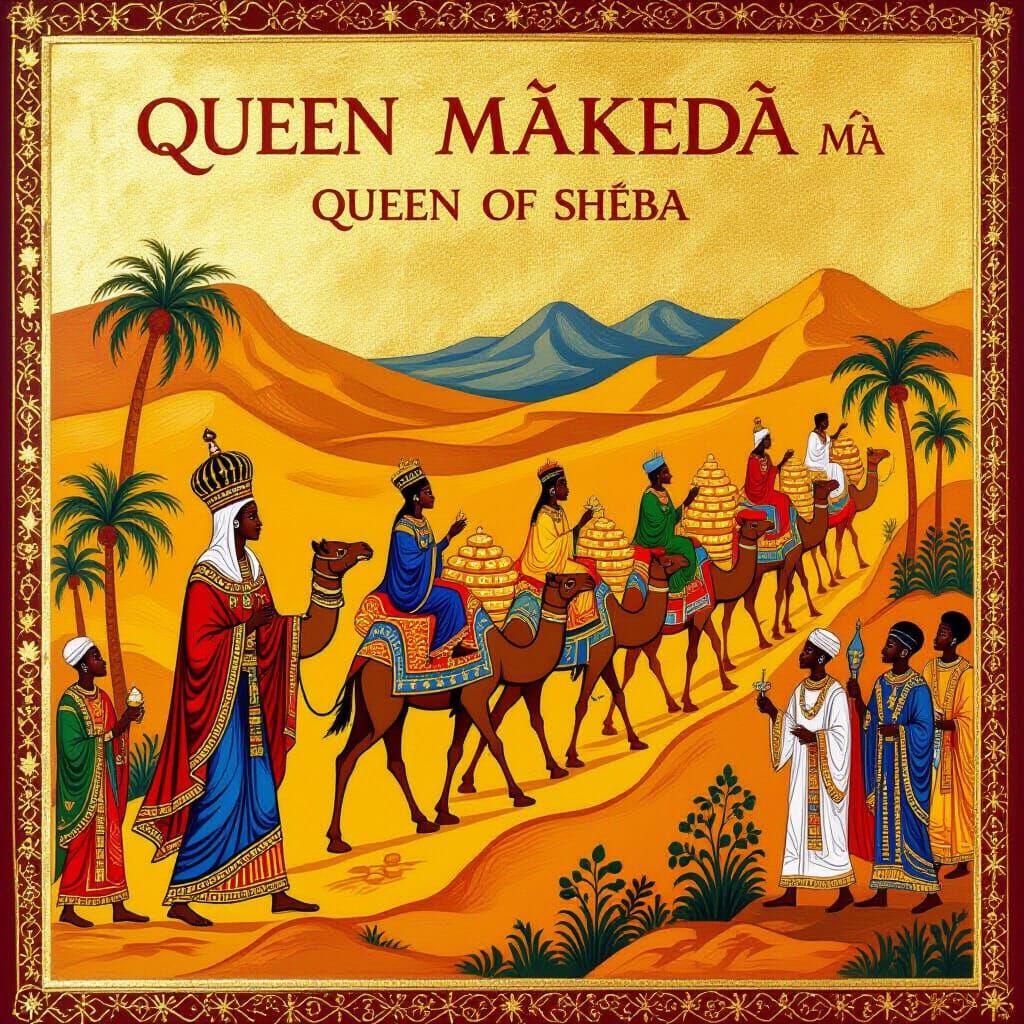 Queen Makeda Leads Caravan in Ethiopian Icon Style