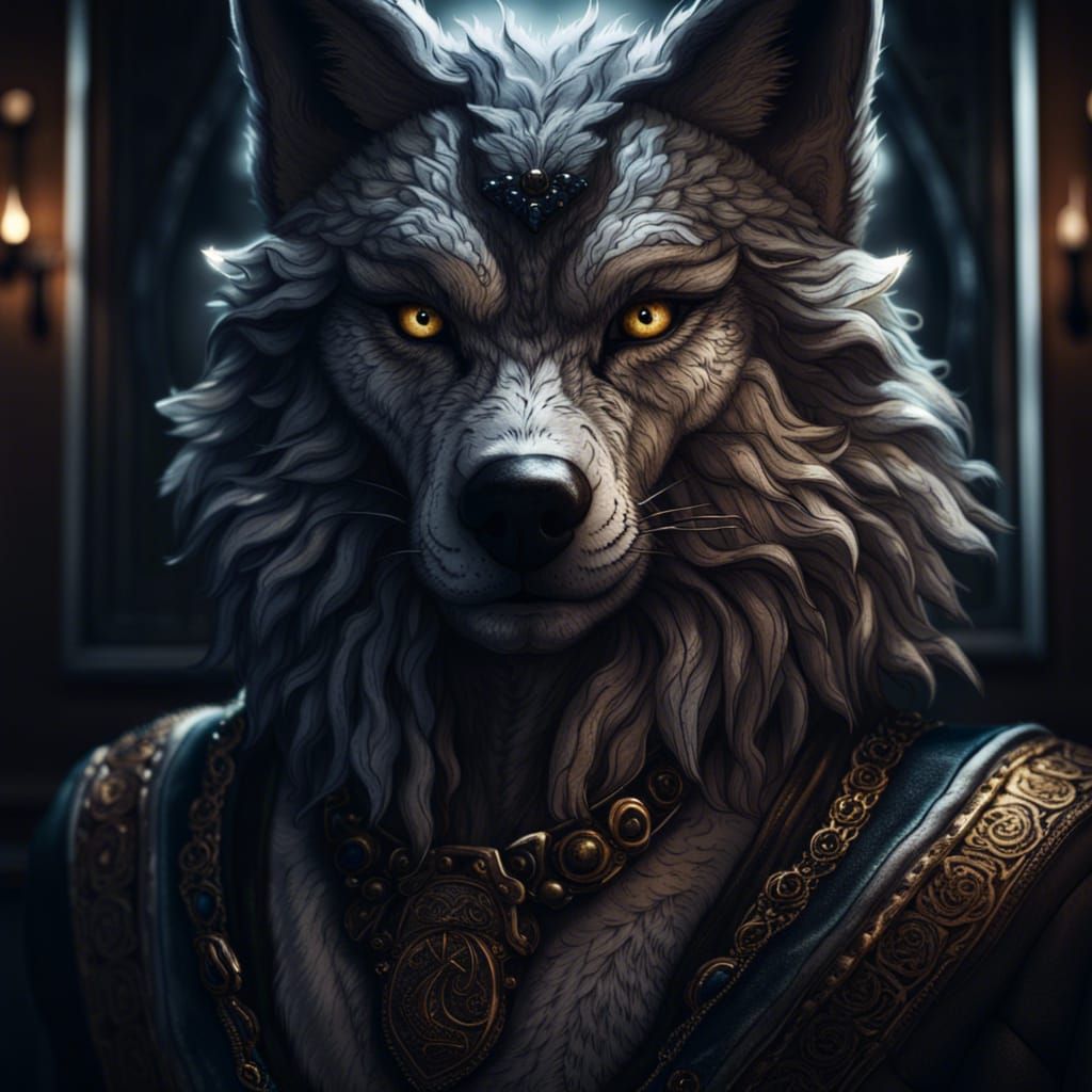 Anthro Wolf Portrait in Helluva Boss Style