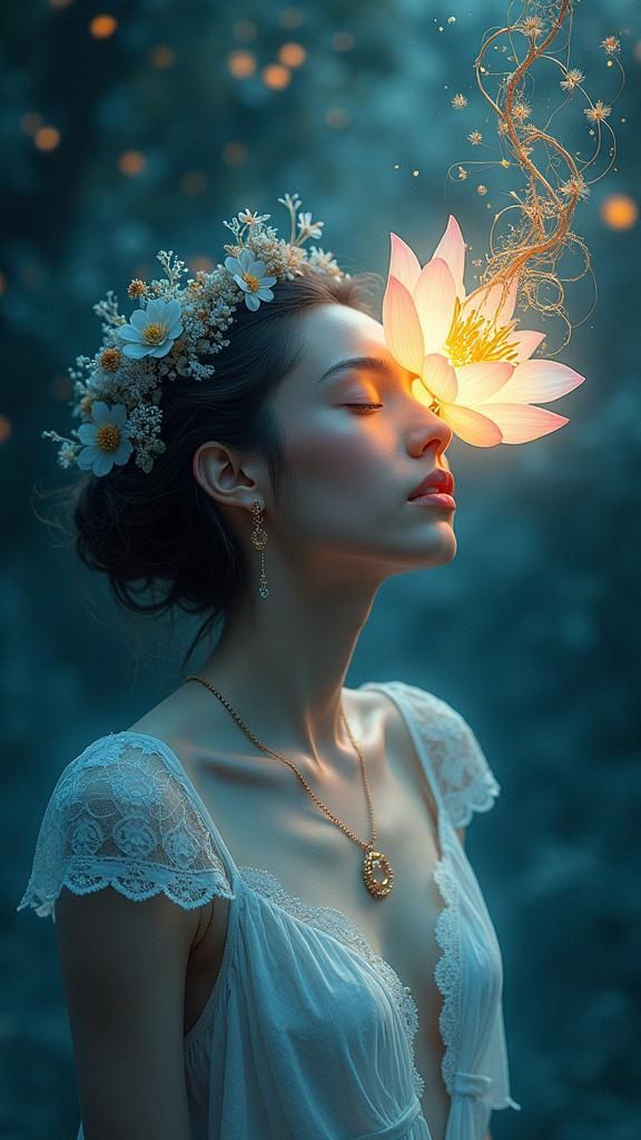 Ethereal Light Radiates from Woman's Subconscious