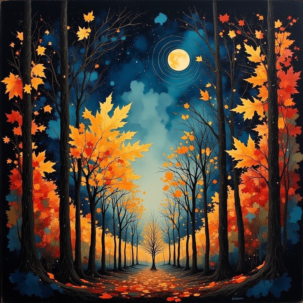 Vermont Harvest Moon in Golden Light