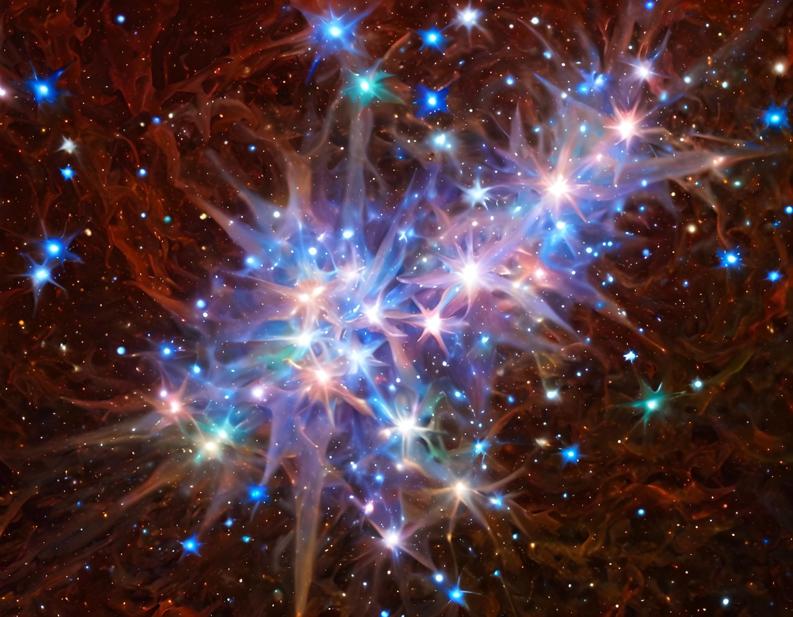 Star Cluster Close-up in Impasto Oil Style