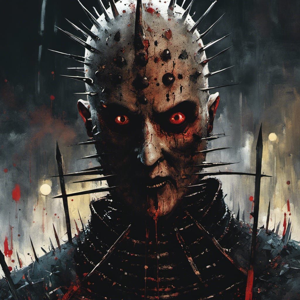 Terrifying Pinhead Close-up in Horror Speedpaint Style