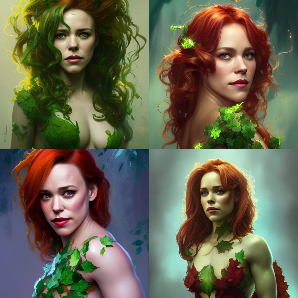 Poison Ivy Portrait in Comic Book Art Style