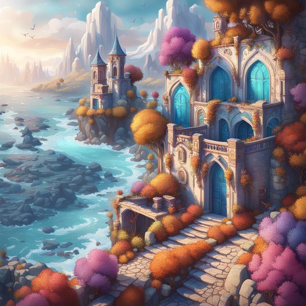 Detailed Matte Painting: Fantasy Concept Art in Deep Color