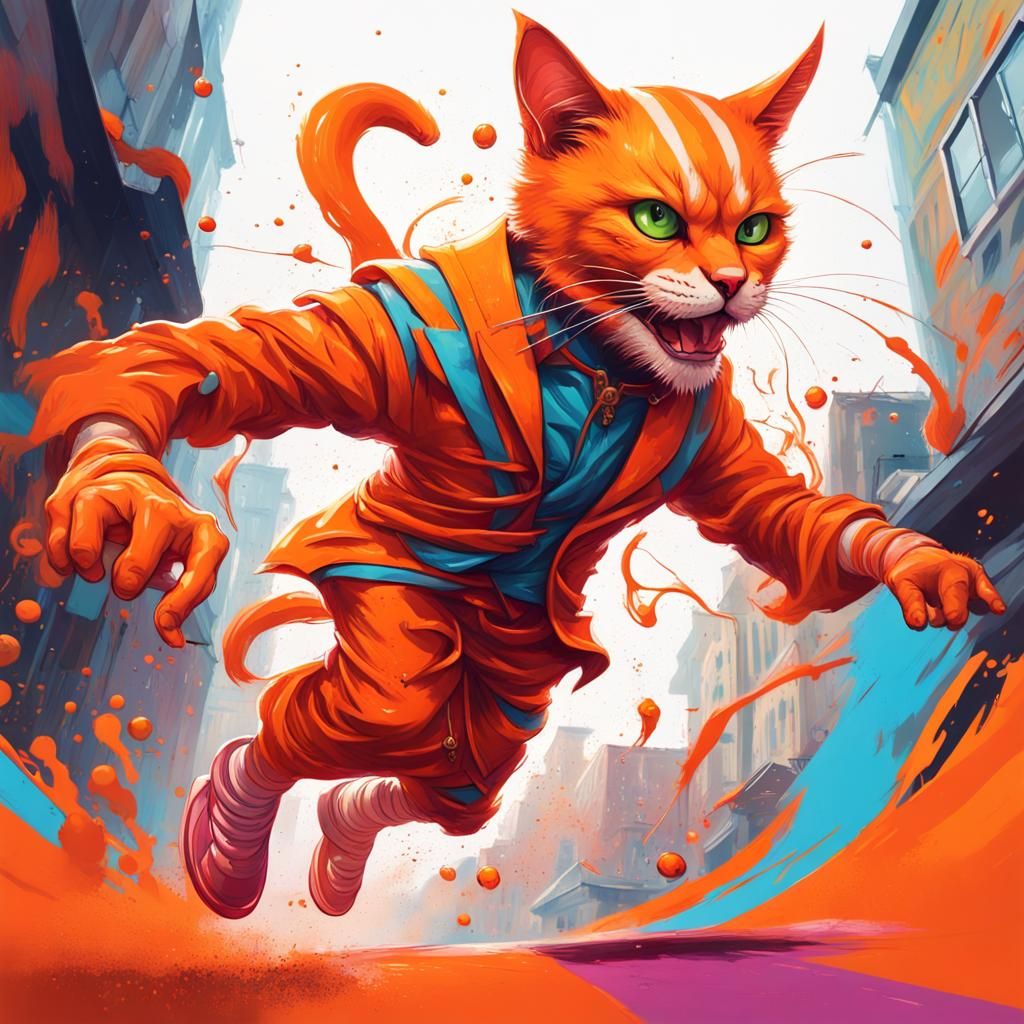 Catfolk Acrobat in Circus: Graffiti Splash Art
