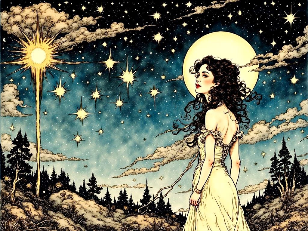 <lora:RackhamStarrOld-F:1.0> By kelly freas, by kilian eng, by kandinsky (search: lovely)