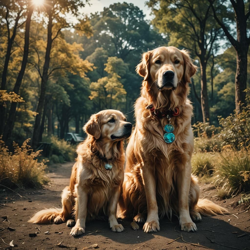 Mythical Cosmic Golden Retriever: Cinematic Film Still