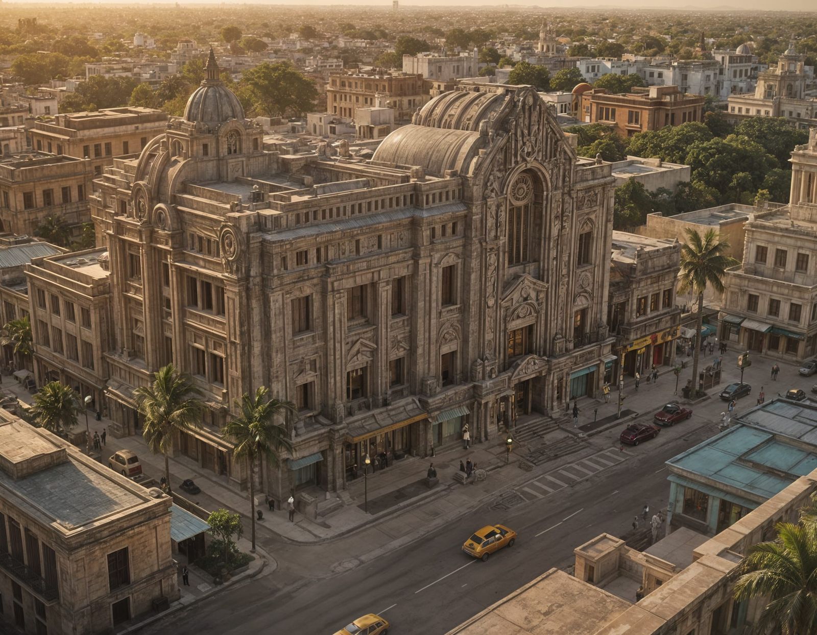 Art Deco Maya City at Sunset
