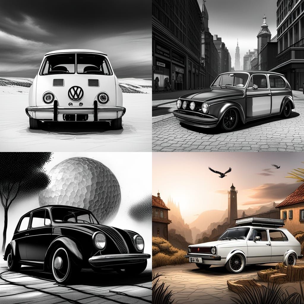 Detailed Volkswagen Golf Coloring Page Illustration