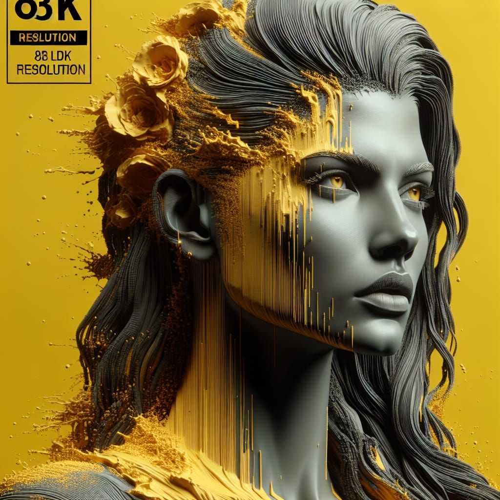 Tough Woman in Spring Yellow Oil Ink Style