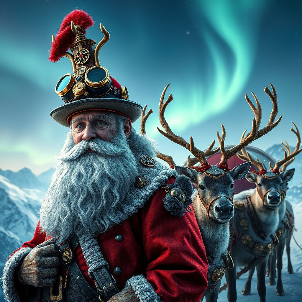Steampunk Santa and Reindeer Sleigh Ride