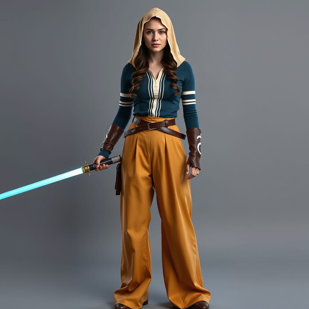 Jedi Cosplay: Woman with Lightsaber in Star Wars Style