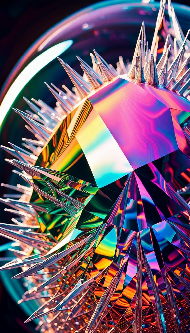 Iridescent Crystal Planet in Rainbow Colors