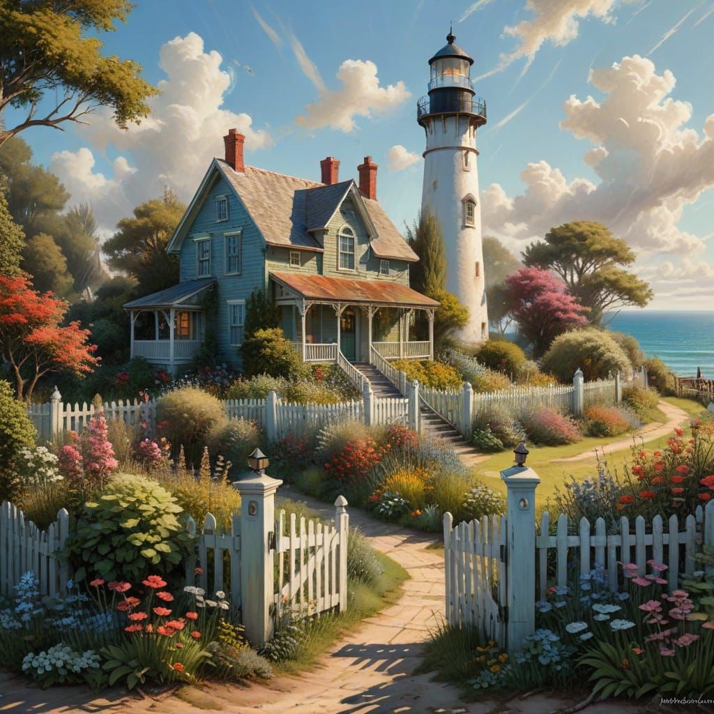 Vintage Lighthouse Keeper's Home in Overgrown Garden