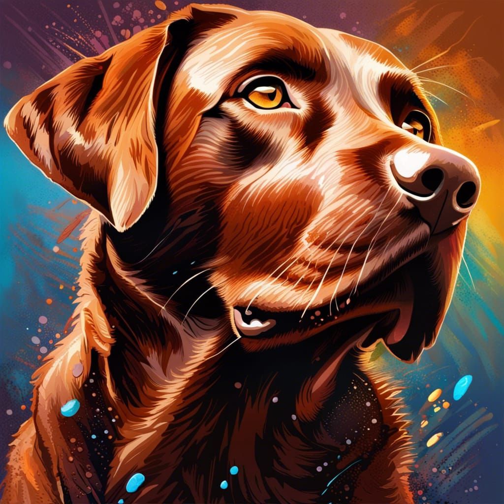 Hyperrealistic Playful Brown Labrador Splash Art