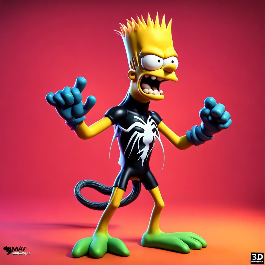 Bart Simpson Venom Hybrid in 3D Digital Art