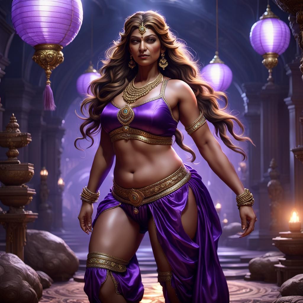 Curvy Goddess in Satin Bloomers: Dark Fantasy Art