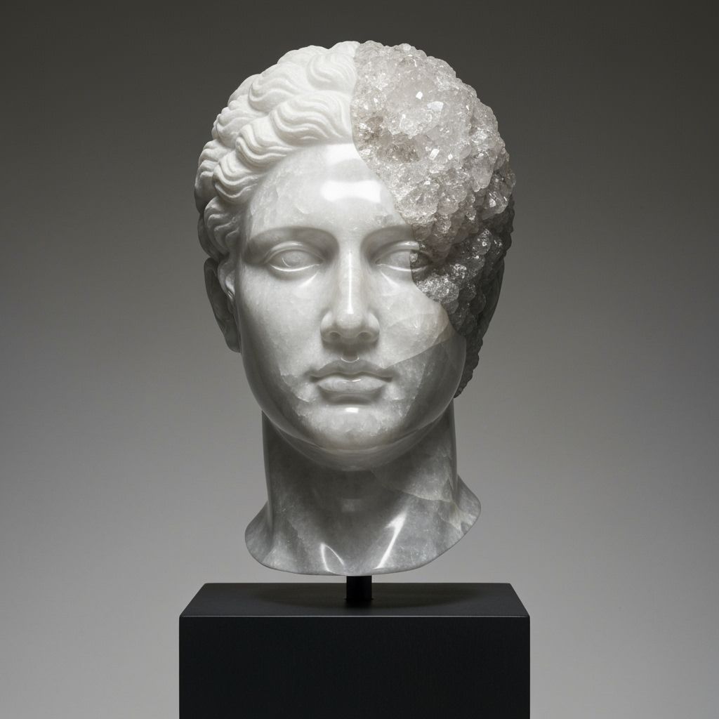 Gemstone Bust Sculpture of a Human Head